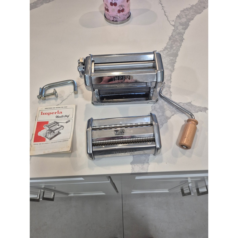 Imperia Pasta Maker Noodle Chef Machine SP450 Italy Crank Clamp Cookbook‎